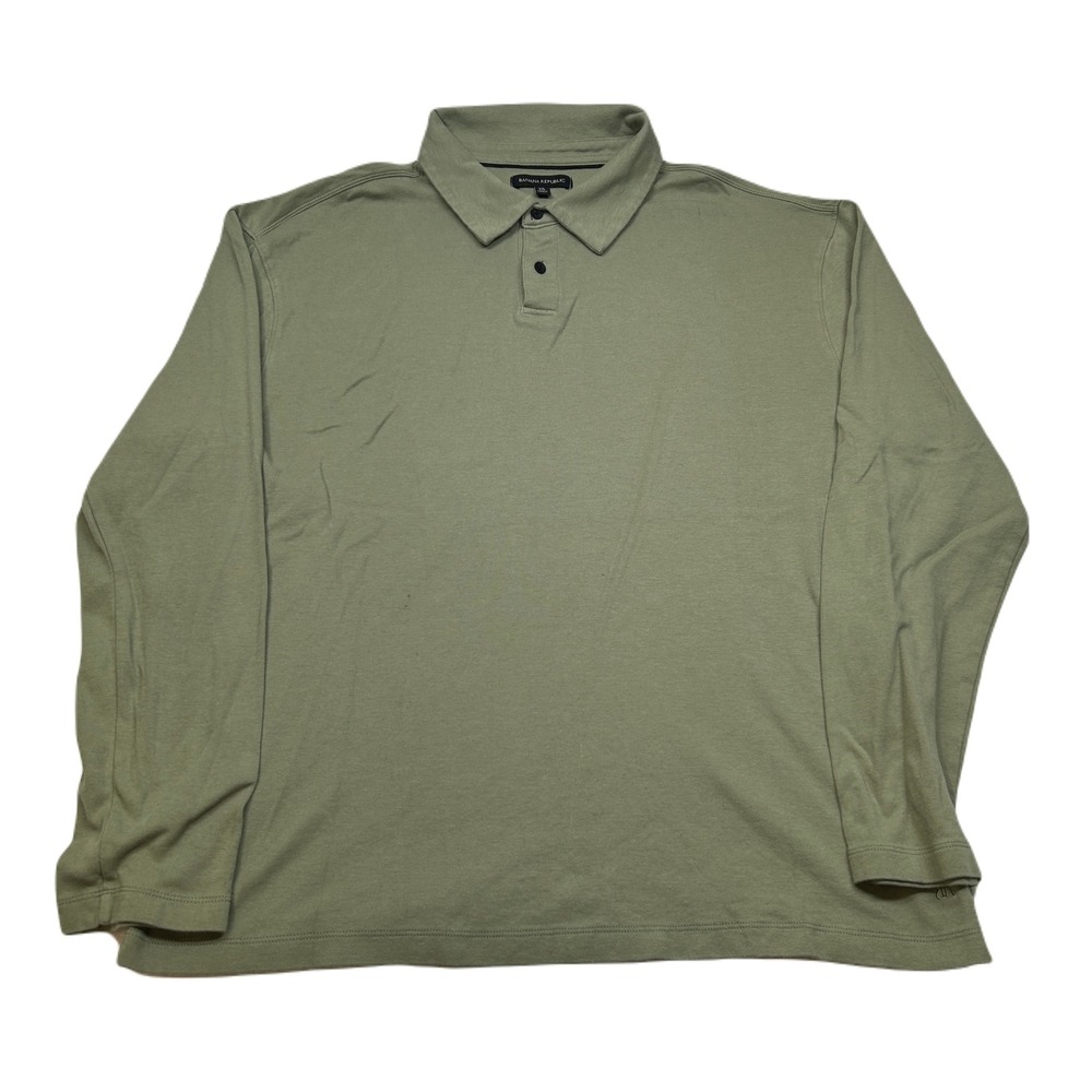 Banana Republic Long Sleeve Polo Shirt Mens 2XL‎ Green Casual Cotton Top Golf